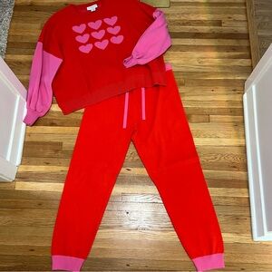Never Fully Dressed Red and Pink Heart Sweater and Pants Set
